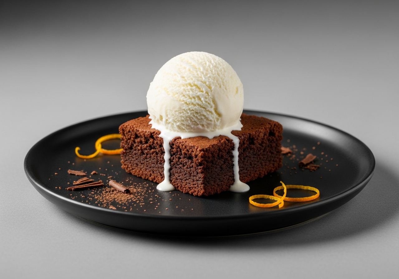 Brownie con Helado de Vainilla